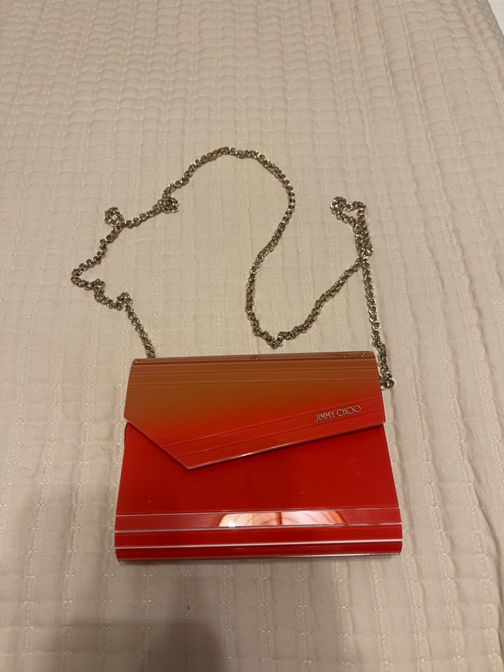 Jimmy Choo Red to Orange Ombre Acrylic Chain Crossbody